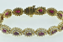 Load image into Gallery viewer, 14K 9.90 Ctw Pear Ruby Diamond Halo Tennis Bracelet 7&quot; Yellow Gold