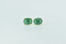 Load image into Gallery viewer, 18K Oval Emerald Cabochon Vintage Stud Earrings Yellow Gold