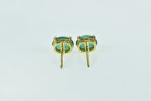 Load image into Gallery viewer, 18K Oval Emerald Cabochon Vintage Stud Earrings Yellow Gold