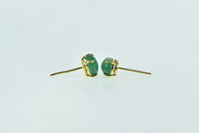 Load image into Gallery viewer, 18K Oval Emerald Cabochon Vintage Stud Earrings Yellow Gold