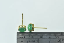 Load image into Gallery viewer, 18K Oval Emerald Cabochon Vintage Stud Earrings Yellow Gold