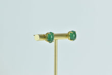 Load image into Gallery viewer, 18K Oval Emerald Cabochon Vintage Stud Earrings Yellow Gold