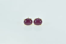 Load image into Gallery viewer, 18K Oval Ruby Cabochon Vintage Stud Earrings Yellow Gold