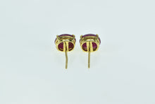 Load image into Gallery viewer, 18K Oval Ruby Cabochon Vintage Stud Earrings Yellow Gold