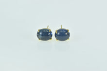 Load image into Gallery viewer, 18K Oval Sapphire Cabochon Vintage Stud Earrings Yellow Gold