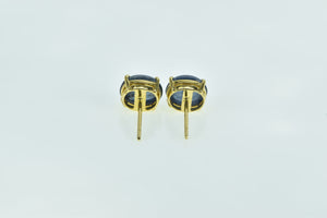 18K Oval Sapphire Cabochon Vintage Stud Earrings Yellow Gold