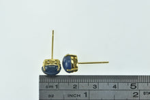 Load image into Gallery viewer, 18K Oval Sapphire Cabochon Vintage Stud Earrings Yellow Gold