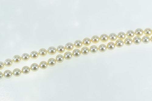 18K 9-9.5mm Pearl Strand Vintage Diamond Opera Necklace 30.5