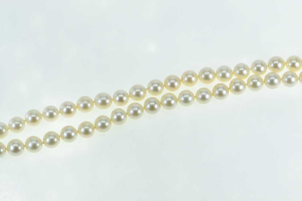 18K 9-9.5mm Pearl Strand Vintage Diamond Opera Necklace 30.5