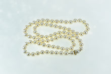 Load image into Gallery viewer, 18K 9-9.5mm Pearl Strand Vintage Diamond Opera Necklace 30.5&quot; Yellow Gold