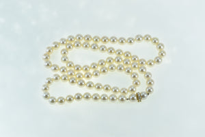 18K 9-9.5mm Pearl Strand Vintage Diamond Opera Necklace 30.5" Yellow Gold