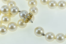 Load image into Gallery viewer, 18K 9-9.5mm Pearl Strand Vintage Diamond Opera Necklace 30.5&quot; Yellow Gold