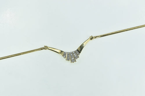 14K 0.50 Ctw Diamond Fanned Herringbone Chain Necklace 17.5