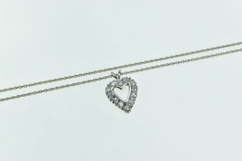 14K 1950's 0.36 Ctw Diamond Heart Classic Chain Necklace 17.5