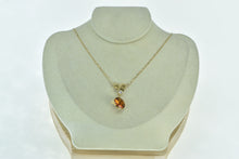 Load image into Gallery viewer, 14K Bow Citrine 0.26 Ct Diamond Serpentine Chain Necklace 16.5&quot; Yellow Gold