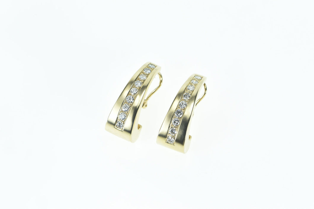 14K 1.80 Ctw Diamond Graduated Fashion Oval Hoop Earrings Yellow Gold