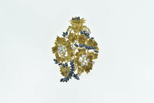 Load image into Gallery viewer, 18K 6.94 Ctw Sapphire Diamond Ornate Flower Pin/Brooch Yellow Gold