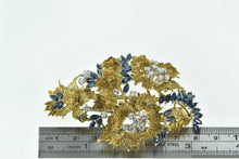 Load image into Gallery viewer, 18K 6.94 Ctw Sapphire Diamond Ornate Flower Pin/Brooch Yellow Gold