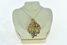 Load image into Gallery viewer, 18K 6.94 Ctw Sapphire Diamond Ornate Flower Pin/Brooch Yellow Gold