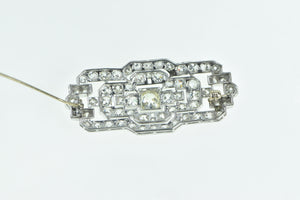 Platinum 5.00 Ctw Art Deco OEC Diamond Ornate Bar Pin/Brooch