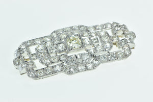 Platinum 5.00 Ctw Art Deco OEC Diamond Ornate Bar Pin/Brooch