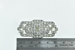 Platinum 5.00 Ctw Art Deco OEC Diamond Ornate Bar Pin/Brooch