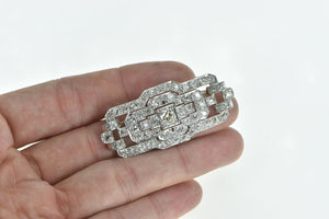 Platinum 5.00 Ctw Art Deco OEC Diamond Ornate Bar Pin/Brooch