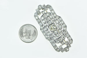 Platinum 5.00 Ctw Art Deco OEC Diamond Ornate Bar Pin/Brooch