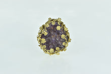 Load image into Gallery viewer, 18K Ornate Amethyst Geode Floral Vine Framed Pin/Brooch Yellow Gold