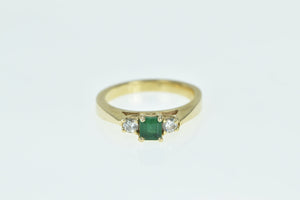 14K Natural Emerald Diamond Statement Engagement Ring Yellow Gold