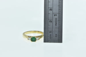 14K Natural Emerald Diamond Statement Engagement Ring Yellow Gold