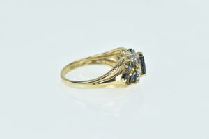 10K Marquise Sapphire Diamond Accent Statement Ring Yellow Gold