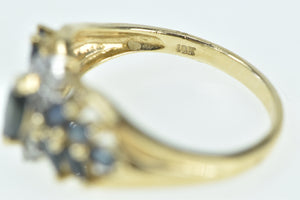 10K Marquise Sapphire Diamond Accent Statement Ring Yellow Gold