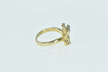 Load image into Gallery viewer, 14K Elephant Ruby Diamond Patience Symbol Ring Yellow Gold