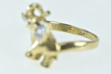 Load image into Gallery viewer, 14K Elephant Ruby Diamond Patience Symbol Ring Yellow Gold