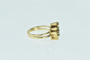 14K Square Vintage Geometric Emerald Cluster Ring Yellow Gold