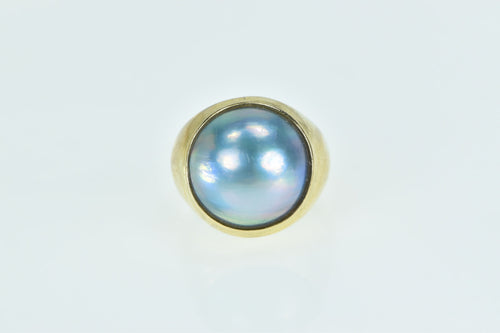 18K 14mm Vintage Tahitian Pearl Classic Statement Ring Yellow Gold