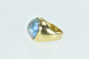 18K 14mm Vintage Tahitian Pearl Classic Statement Ring Yellow Gold