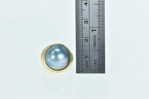 18K 14mm Vintage Tahitian Pearl Classic Statement Ring Yellow Gold