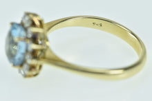 Load image into Gallery viewer, 14K Blue Topaz Diamond Halo Classic Statement Ring Yellow Gold