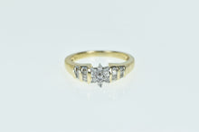 Load image into Gallery viewer, 14K Diamond Flower Cluster Baguette Engagement Ring White Gold