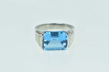 Load image into Gallery viewer, 14K Emerald Cut Blue Topaz Squared Statement Ring White Gold