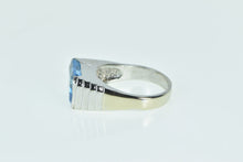 Load image into Gallery viewer, 14K Emerald Cut Blue Topaz Squared Statement Ring White Gold