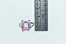 Load image into Gallery viewer, 14K Emerald Cut Pink Topaz Diamond Encrusted Ring White Gold