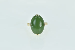 14K Oval Nephrite Vintage Cabochon Statement Ring Yellow Gold