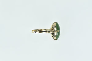 14K Oval Nephrite Vintage Cabochon Statement Ring Yellow Gold