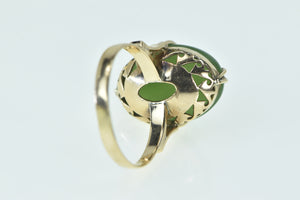 14K Oval Nephrite Vintage Cabochon Statement Ring Yellow Gold