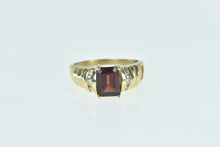 Load image into Gallery viewer, 10K Emerald Cut Garnet Diamond Vintage Statement Ring Yellow Gold