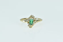 Load image into Gallery viewer, 10K Marquise Emerald Diamond Halo Bypass Ring Yellow Gold