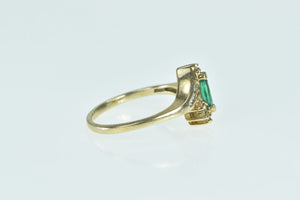 10K Marquise Emerald Diamond Halo Bypass Ring Yellow Gold